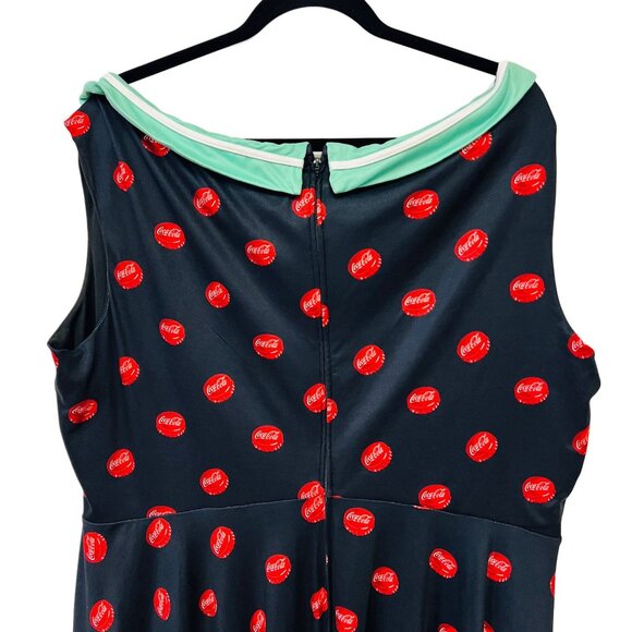 Unique Vintage Coca Cola Retro Midi Dress Fit & Flare Sleeveless Limited Edition - Picture 6 of 11